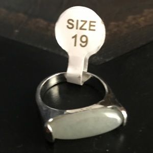 Silver W/Gray Faux Stone Inset Ring
